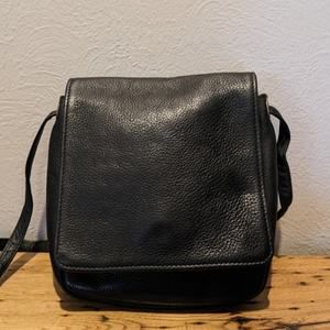 Libaire Vintage Made in USA Black Leather Flap Crossbody Bag